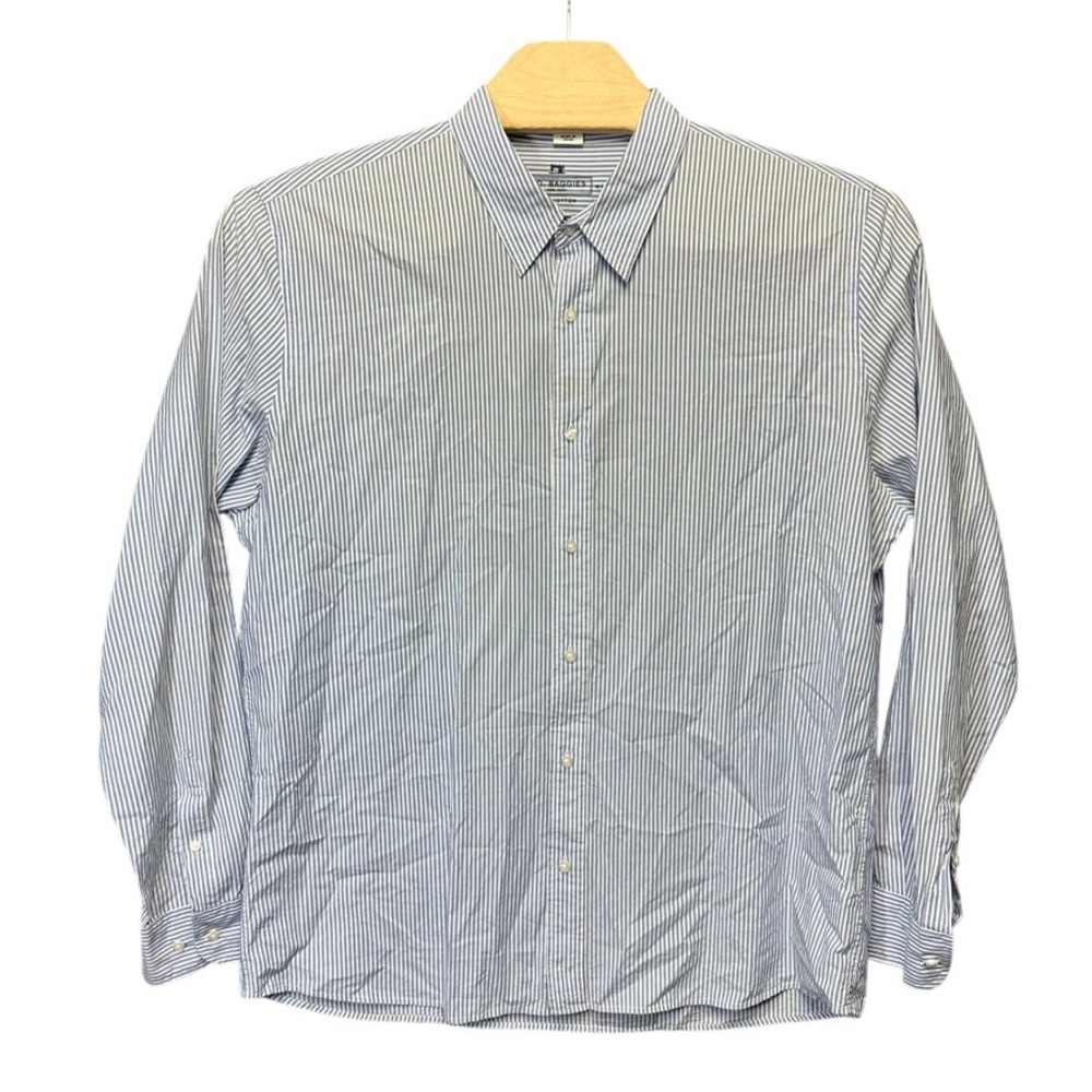 B.D. Baggies New School Mens Blue White Striped Cotton Button Down Shirt XL